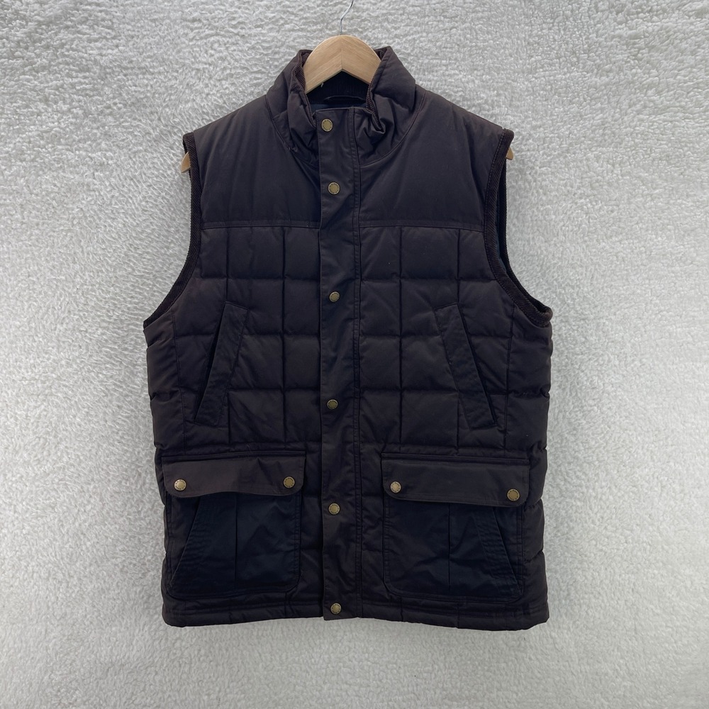 LL Bean Puffer Vest Mens M Brown Upcountry Waxed Duck Down Outdoor Heritage Gorp